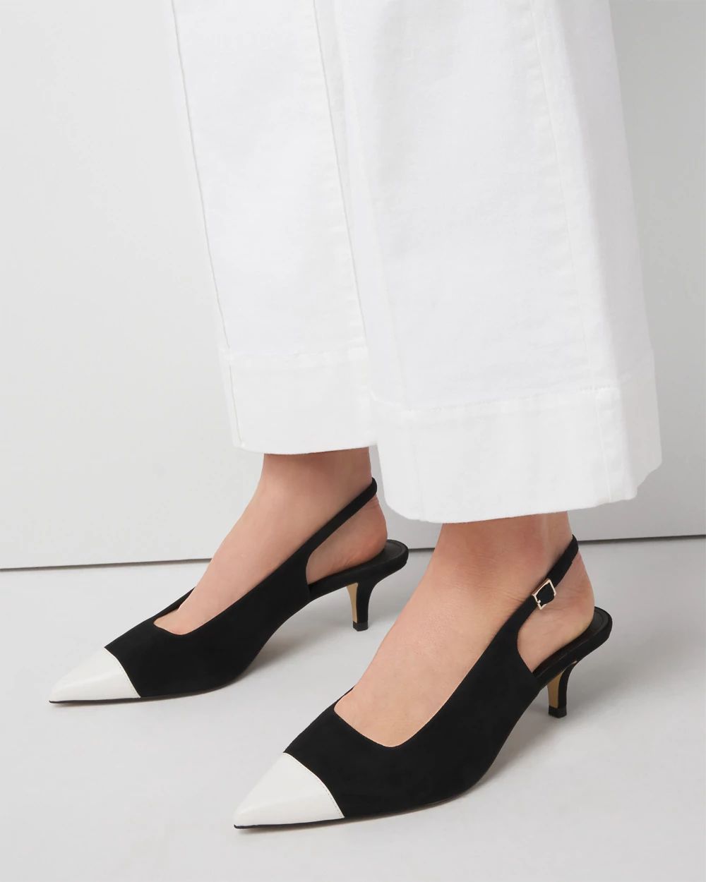 Cap Toe Suede Slingback Kitten Heels White House Black Market